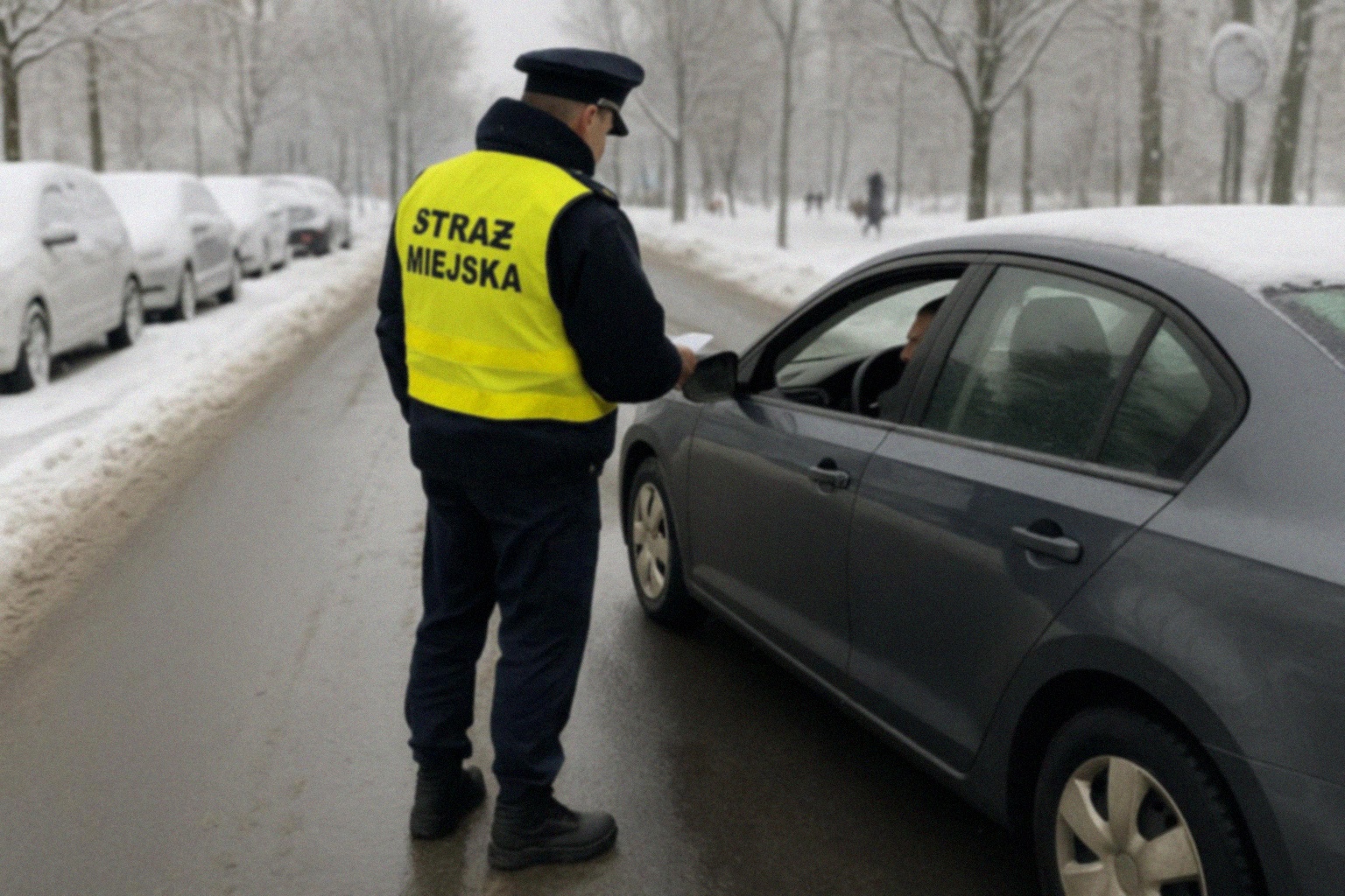 Interwencja straży miejskiej w sprawie zablokowanego wyjazdu w Jeleniej Górze